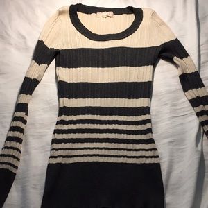 Grey and cream striped sweater